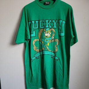 VTG Kick's Single Stitch Lucky U Green One Size Shenanigans Over All Us Shirt